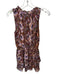 Evereve Size S Brown & Multi Polyester Sleeveless High Neck Mini Dress Brown & Multi / S