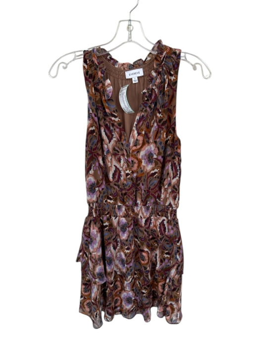 Evereve Size S Brown & Multi Polyester Sleeveless High Neck Mini Dress Brown & Multi / S