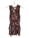 Evereve Size S Brown & Multi Polyester Sleeveless High Neck Mini Dress Brown & Multi / S