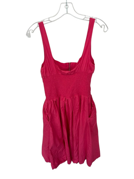 By Anthropologie Size SP Magenta Cotton Gold Zipper Smocked Waist Dress Magenta / SP