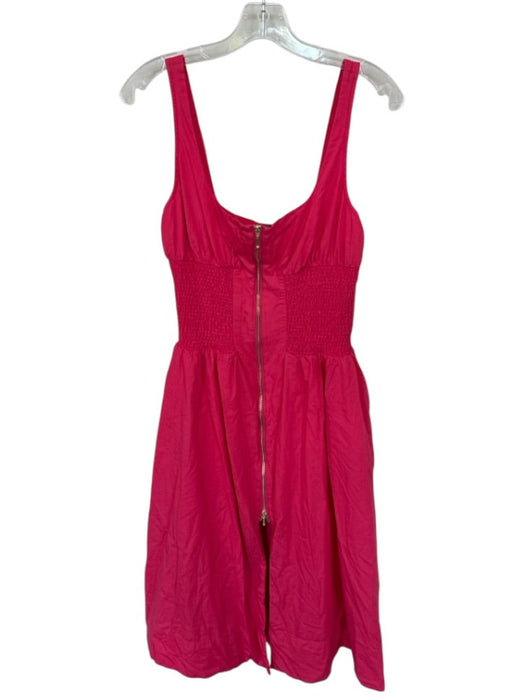 By Anthropologie Size SP Magenta Cotton Gold Zipper Smocked Waist Dress Magenta / SP