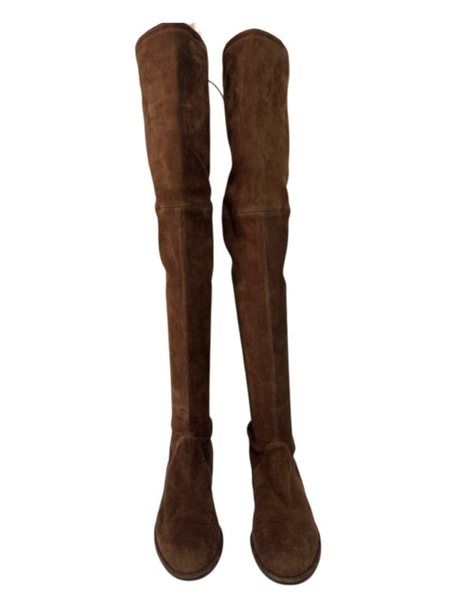 Stuart Weitzman Shoe Size 8 Brown Suede Knee High Almond Toe Stacked Heel Boots Brown / 8