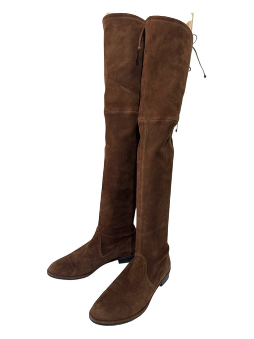 Stuart Weitzman Shoe Size 8 Brown Suede Knee High Almond Toe Stacked Heel Boots Brown / 8