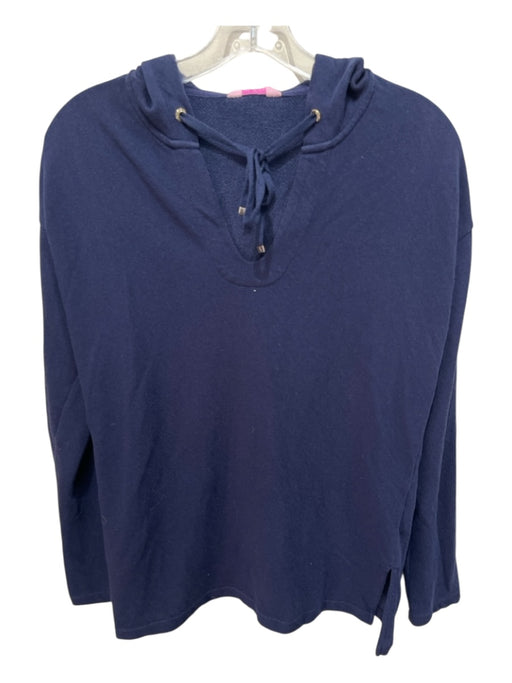 Lilly Pulitzer Size M Navy Blue Polyester Blend Pullover U Neck Hoodie Top Navy Blue / M