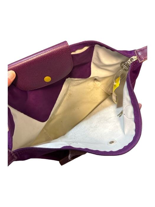 Longchamp Purple Nylon & Leather Zip Close Bag Purple / M