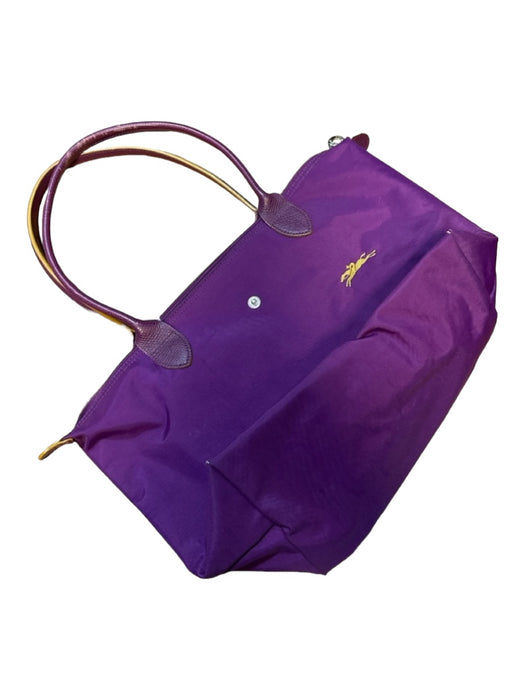 Longchamp Purple Nylon & Leather Zip Close Bag Purple / M