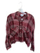 Koch Size XS Maroon & White Polyester Long Sleeve Sequins Plaid Button Down Top Maroon & White / XS