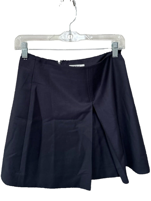 COS Size 6 Navy Wool High Waist Front Pleat Back Zip Mini Skirt Navy / 6