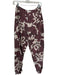 By Anthropologie Size 27T Maroon & Cream Linen Blend High Waist Abstract Pants Maroon & Cream / 27T