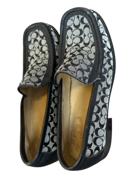 Coach Shoe Size 7.5B Black & Grey Leather & Canvas Logo Loafers Black & Grey / 7.5B