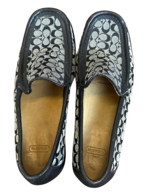 Coach Shoe Size 7.5B Black & Grey Leather & Canvas Logo Loafers Black & Grey / 7.5B