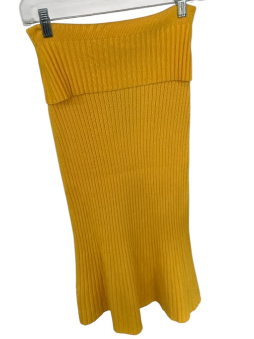 MM. Lafleur Size L Marigold Acetate Blend Fold Over Ribbed Midi Skirt Marigold / L