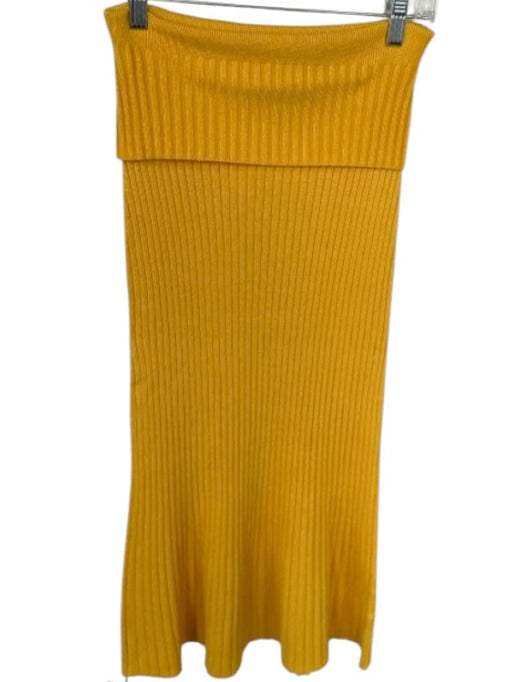 MM. Lafleur Size L Marigold Acetate Blend Fold Over Ribbed Midi Skirt Marigold / L