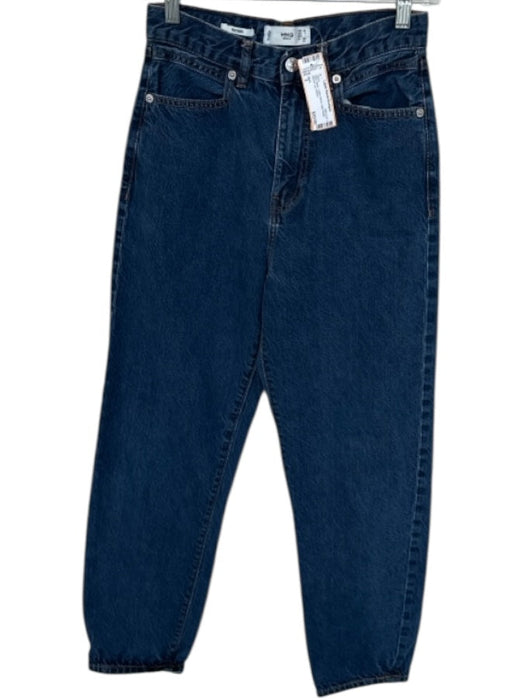 MNG Size 2 Dark Wash Cotton Blend High Waist Barrell Leg Jeans Dark Wash / 2