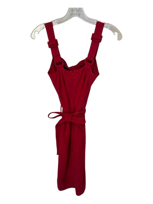 AS by DF Size S Red Suede Sleeveless Back Zip Belted Dress Red / S
