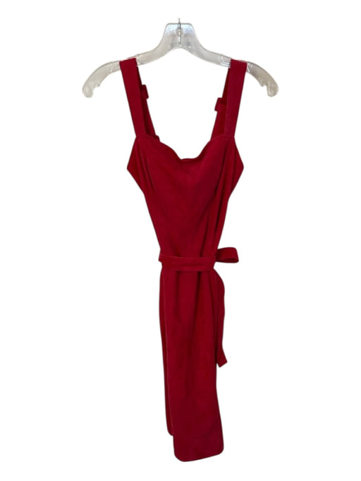 AS by DF Size S Red Suede Sleeveless Back Zip Belted Dress Red / S