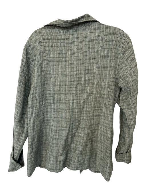 Flax Size S Green & Black Linen Long Sleeve Plaid Buttons Jacket Green & Black / S