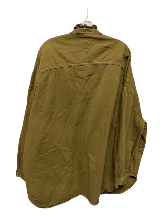 Seventy + Mochi Size M/L Olive Green & White Print Cotton Ruffle Collar Coat Olive Green & White Print / M/L