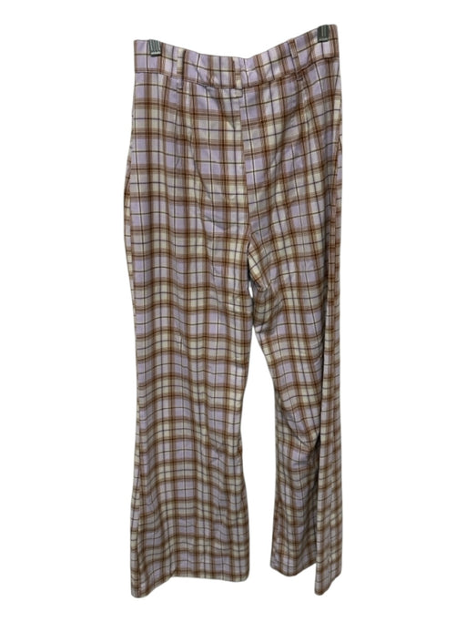Free People Size 6 Purple & Brown Polyester High Waist Plaid Wide Leg Pants Purple & Brown / 6