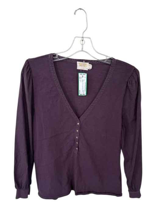 Nation Size L Purple Cotton Long Sleeve Buttons Top Purple / L