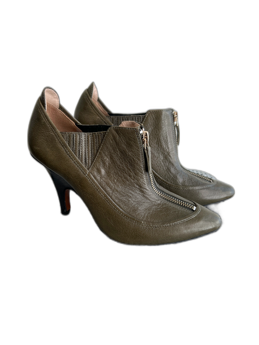 10 Crosby Derek Lam Shoe Size 7 Olive Green Leather Pointed Toe Zipper Shoes Olive Green / 7