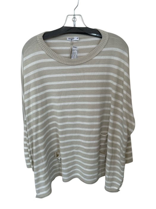 Mersea Size One Size Taupe & White Acrylic Blend Long Sleeve Striped Sweater Taupe & White / One Size