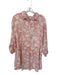 L Space Size M/L Pink & White Rayon Long Sleeve Flowers Elastic Waist Dress Pink & White / M/L