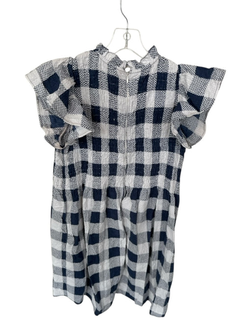 Sea New York Size XS White & Navy Cotton Flutter Sleeves Checkered Smocked Dress White & Navy / XS