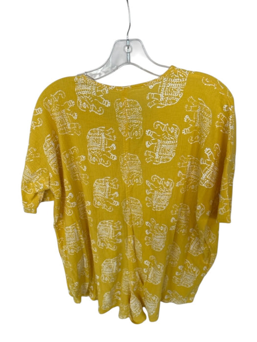 Intimately Size XS Yellow & White Cotton Short Sleeve Elephant Buttons Romper Yellow & White / XS