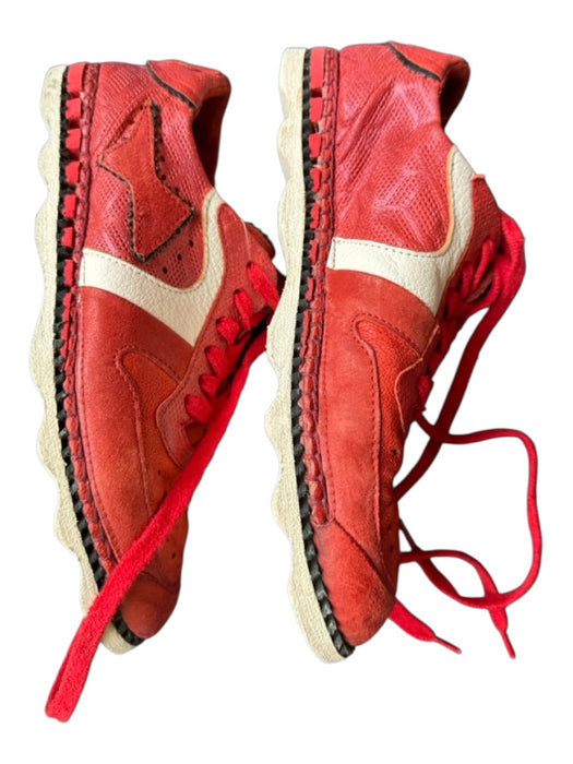 A.S. 98 Shoe Size 38 Red & White Leather Perforated Athletic Sneakers Red & White / 38