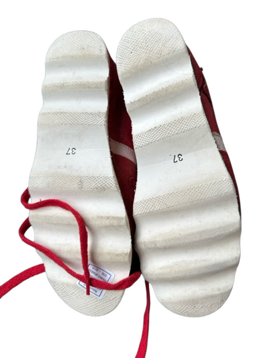 A.S. 98 Shoe Size 38 Red & White Leather Perforated Athletic Sneakers Red & White / 38
