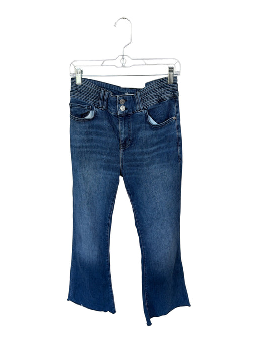 Frame Size 29 Dark Wash Cotton Blend High Waist Flare Raw Hem Jeans Dark Wash / 29