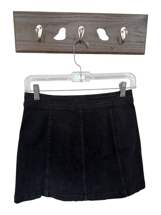 Madewell Size 0 Black Cotton Blend Button Down A Line Denim Skirt Black / 0