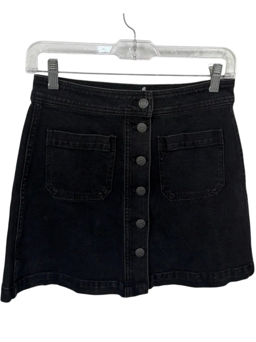 Madewell Size 0 Black Cotton Blend Button Down A Line Denim Skirt Black / 0