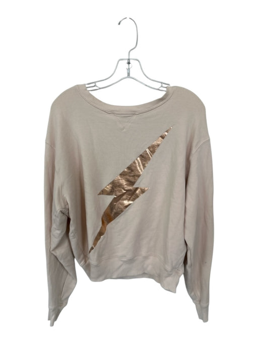 CHRLDR Size S Peach Pima Cotton Stretch Lightning Bolt Crew Neck Sweatshirt Peach / S