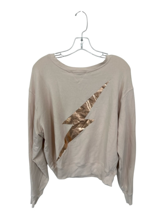 CHRLDR Size S Peach Pima Cotton Stretch Lightning Bolt Crew Neck Sweatshirt Peach / S