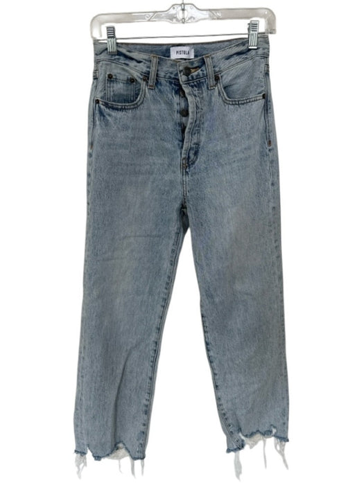 Pistola Size 25 Medium Wash Cotton Denim Button Fly Acid Wash Raw Hem Jeans Medium Wash / 25