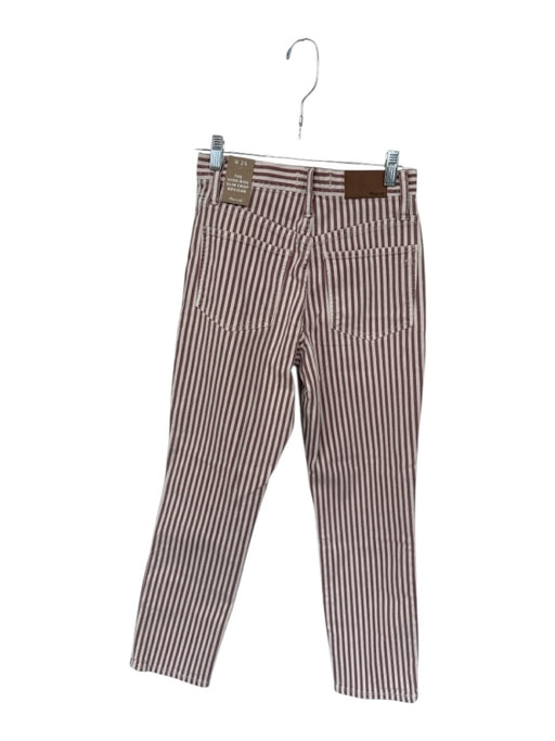 Madewell Size 24 Cream & Red Cotton Denim Stripe High Rise Boyfriend Crop Jeans Cream & Red / 24