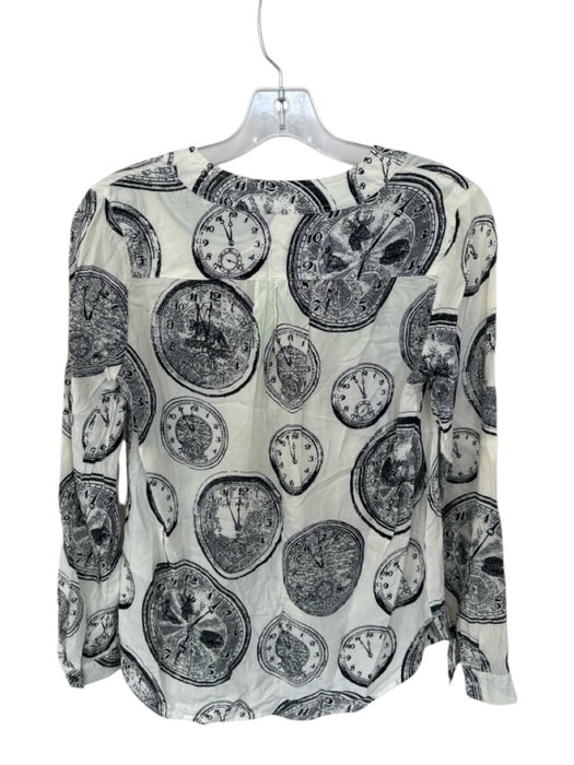 Conversations by Anthropologie Size 2 White & Black Rayon Long Sleeve Animal Top White & Black / 2