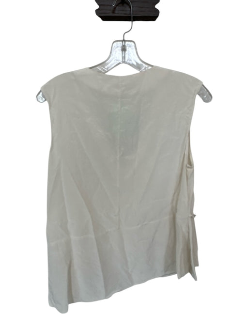 Tibi Size 2 Cream Silk Sleeveless V Neck Ruffle Detail Asymmetric Top Cream / 2