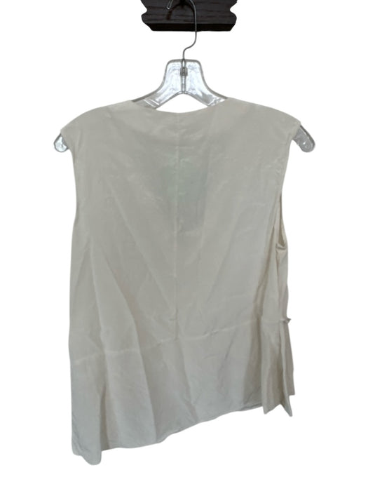 Tibi Size 2 Cream Silk Sleeveless V Neck Ruffle Detail Asymmetric Top Cream / 2