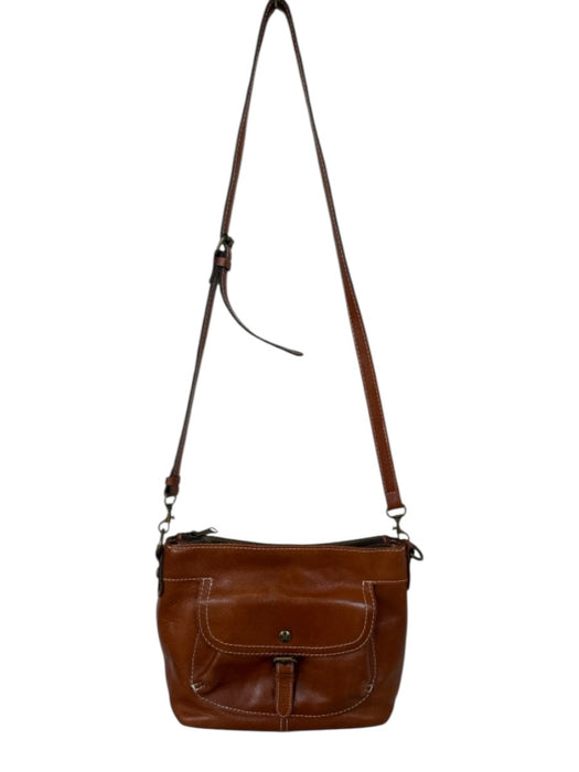 Patricia Nash Brown Leather Crossbody Pockets Zip & Snap Purse Brown
