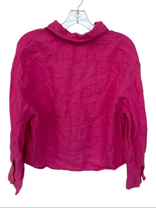 Zara Size S Hot pink Linen Button Down Boxy Crop Top Hot pink / S