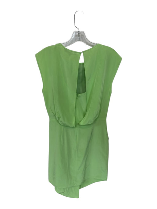 Tibi Size 0 Lime Green Silk Sleeveless Mini Pleat Detail Back Detail Dress Lime Green / 0