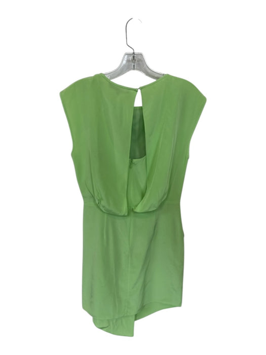 Tibi Size 0 Lime Green Silk Sleeveless Mini Pleat Detail Back Detail Dress Lime Green / 0