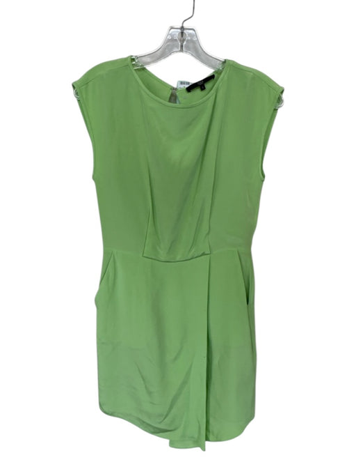 Tibi Size 0 Lime Green Silk Sleeveless Mini Pleat Detail Back Detail Dress Lime Green / 0