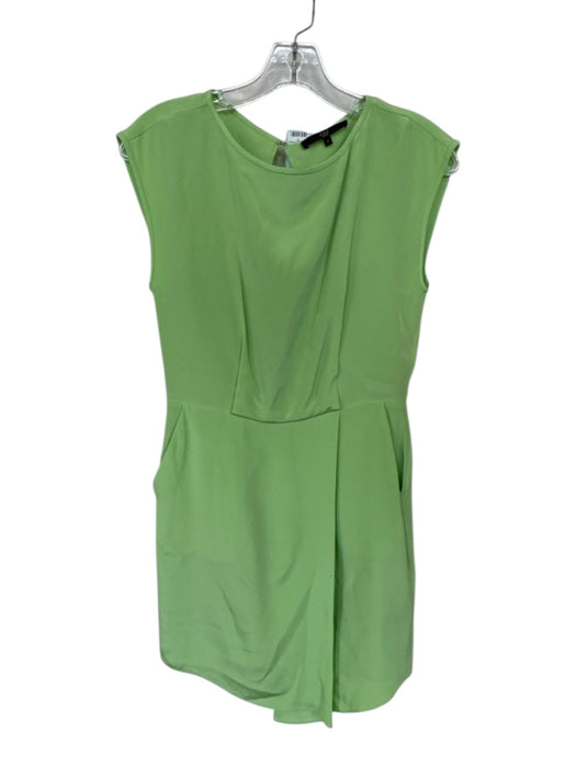 Tibi Size 0 Lime Green Silk Sleeveless Mini Pleat Detail Back Detail Dress Lime Green / 0