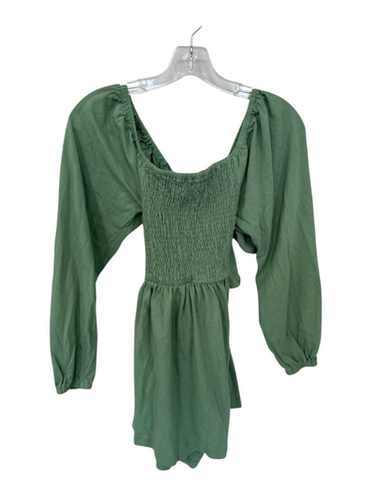 FP Beach Size XS Seafoam Green Cotton Long Sleeve Mini Open Back Back Tie Dress Seafoam Green / XS