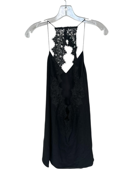 Cami NYC Size XS Black Silk Lace Detail Spaghetti Strap Mini slip dress Dress Black / XS