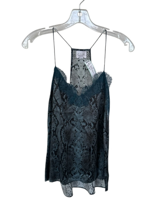 Cami NYC Size XS Blue & Black Silk Lace Spaghetti Strap Reptile print Camisole Blue & Black / XS